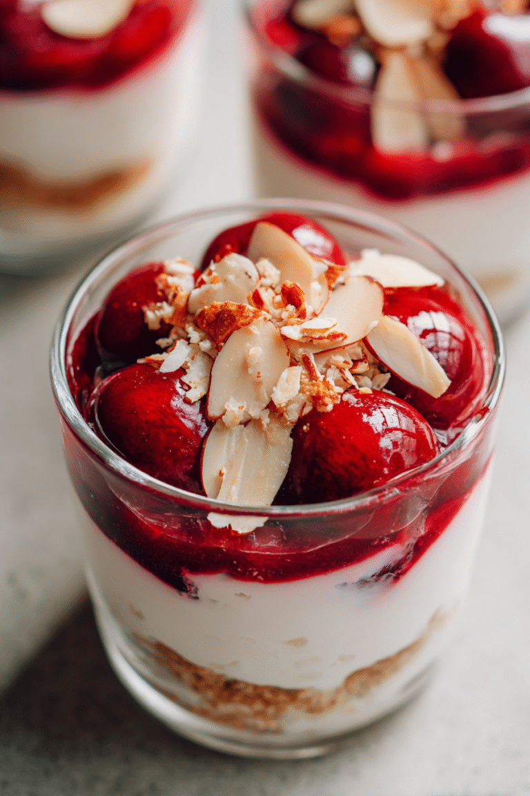 Cherry almond yogurt cups