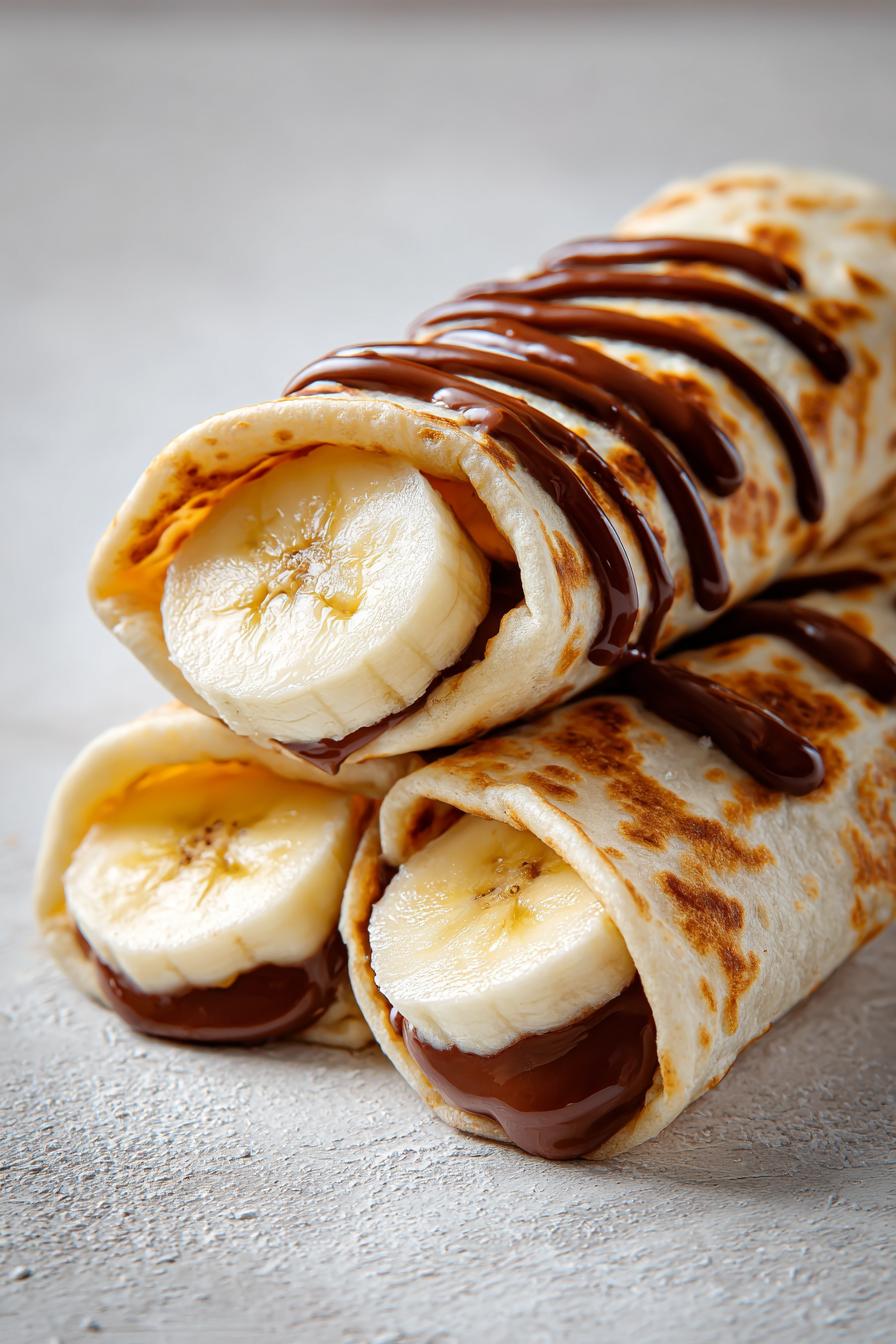Chocolate banana roll ups