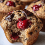 Chocolate cherry yogurt muffins