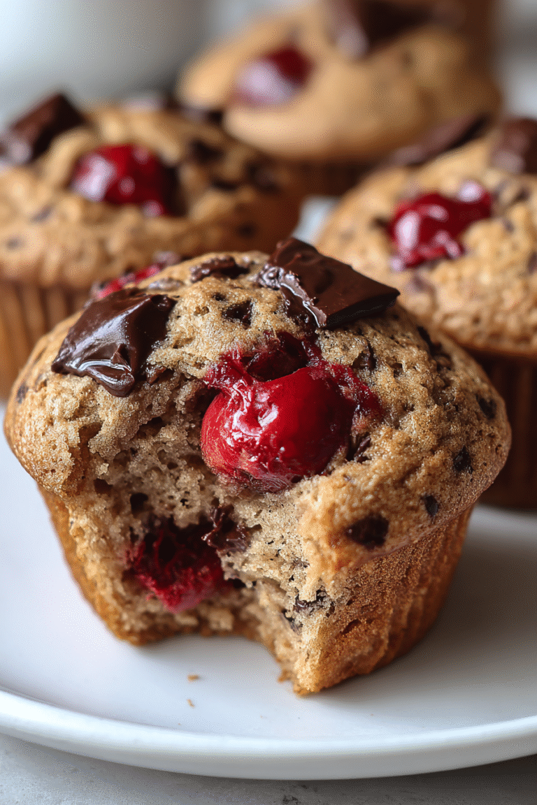 Chocolate cherry yogurt muffins