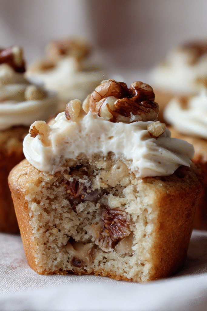Fig walnut yogurt cupcakes