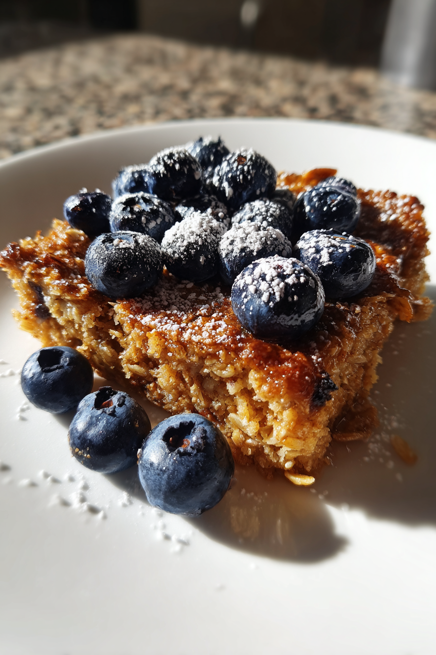 Healthy Baked Oatmeal with Blueberries