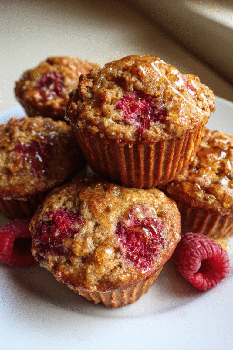 Honey raspberry yogurt muffins