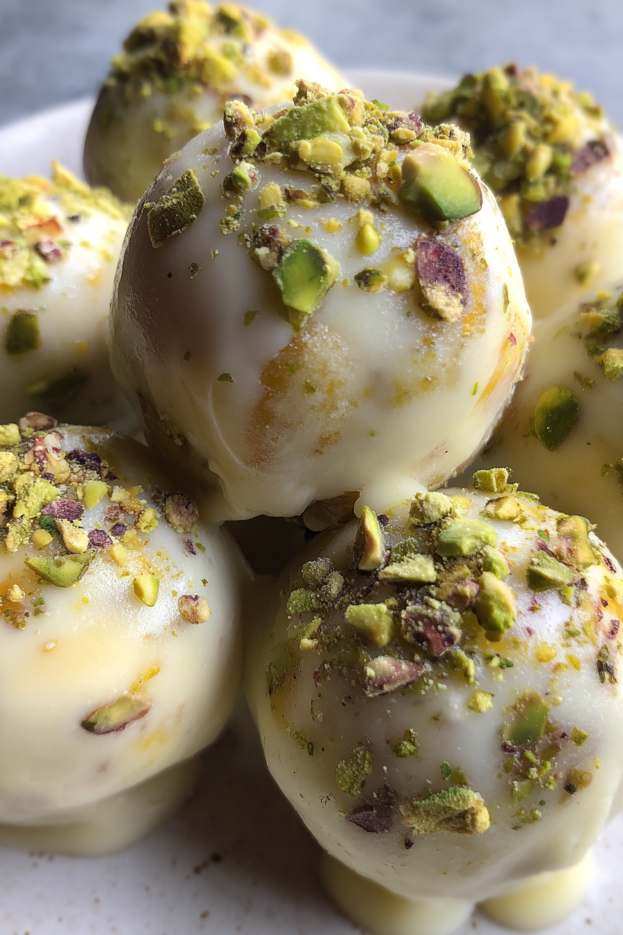 Peach pistachio yogurt bites