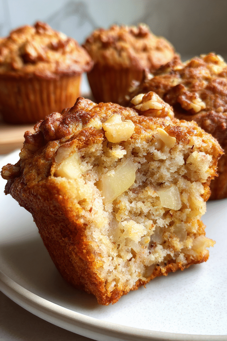 Pear walnut yogurt muffins