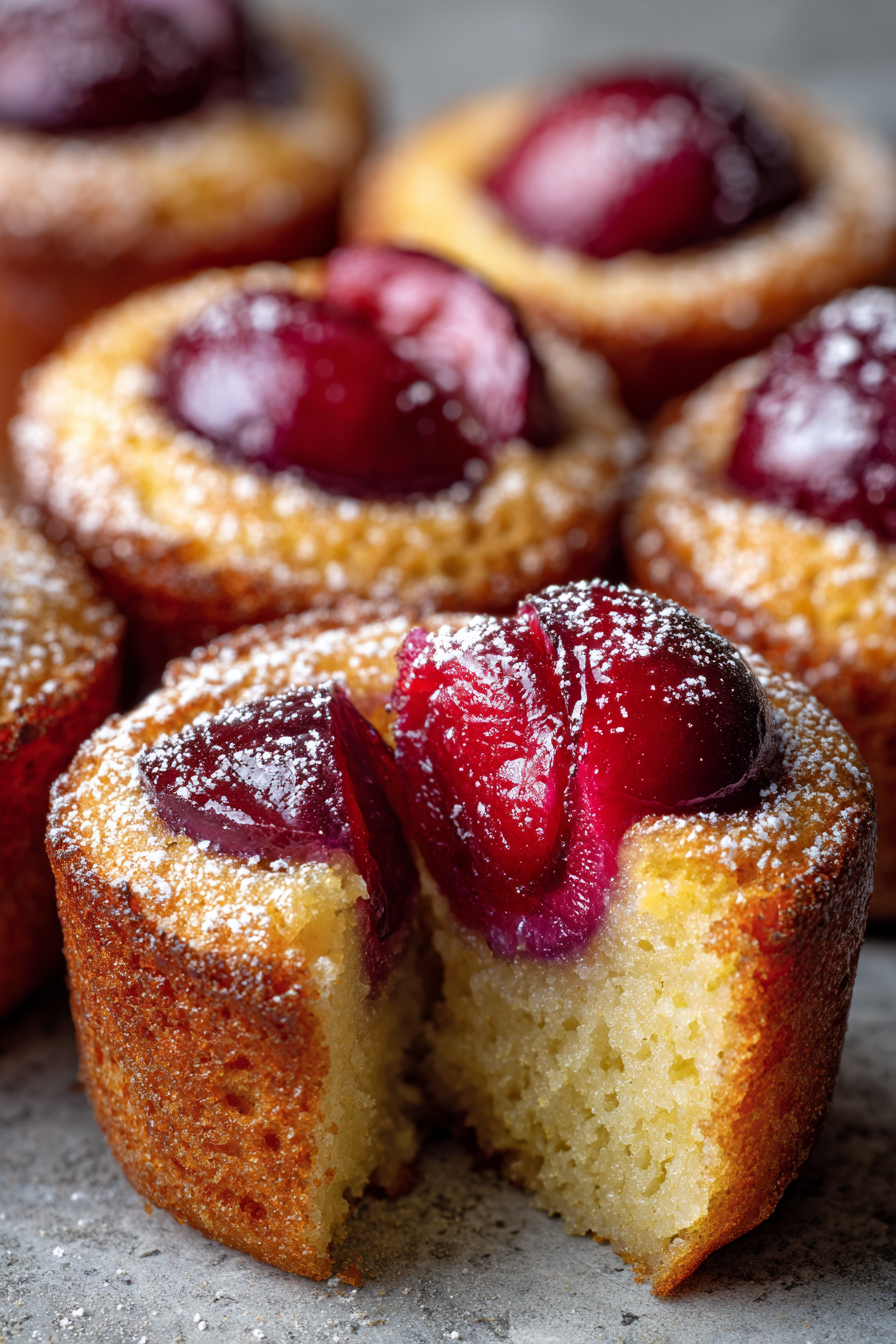 Plum almond yogurt mini cakes