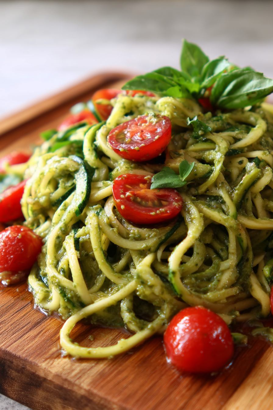 Raw Vegan Zucchini Pesto Noodles