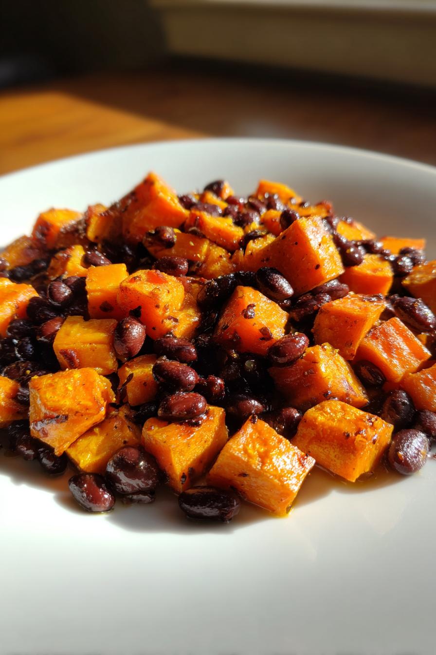 Roasted Sweet Potatoes with Black Beans