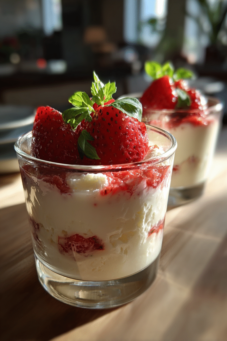 Strawberry basil yogurt cups