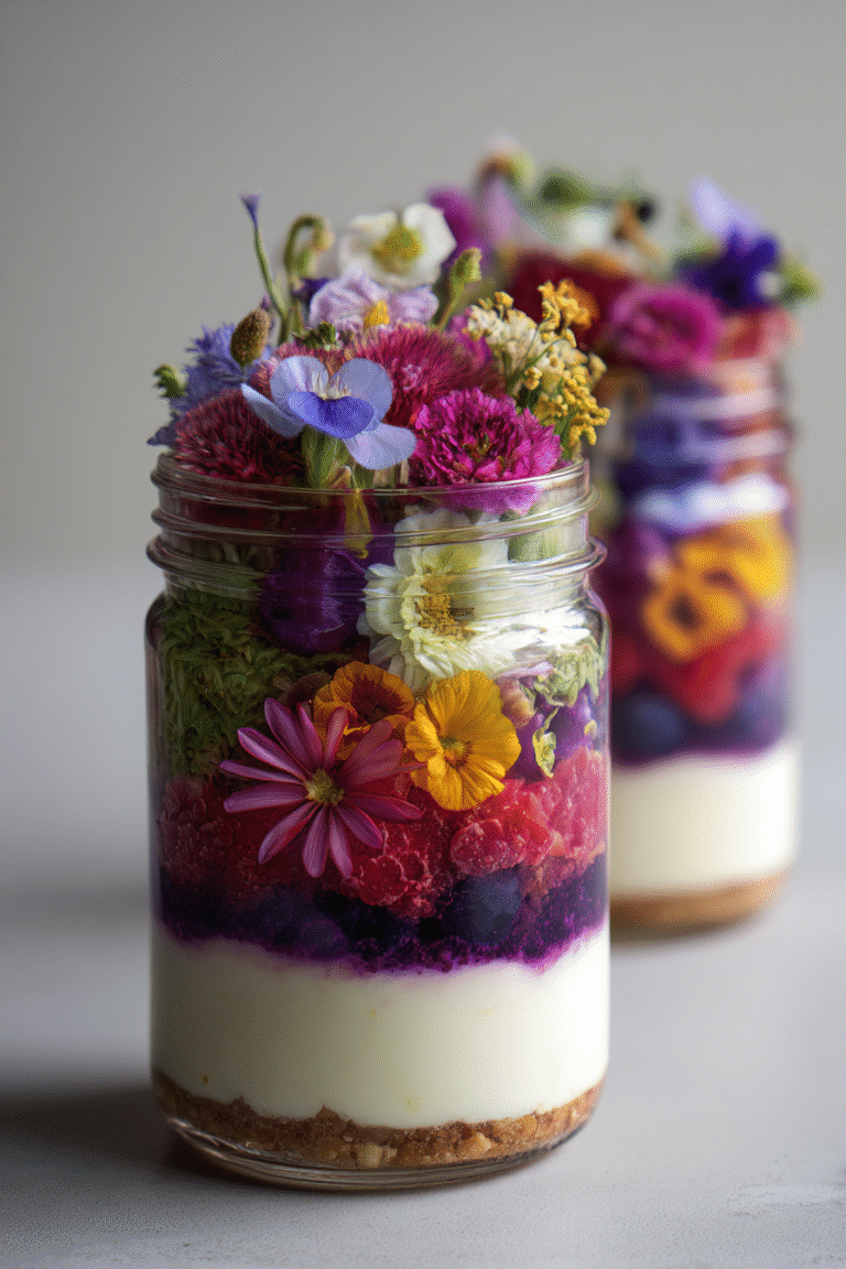 floral cheesecake jars
