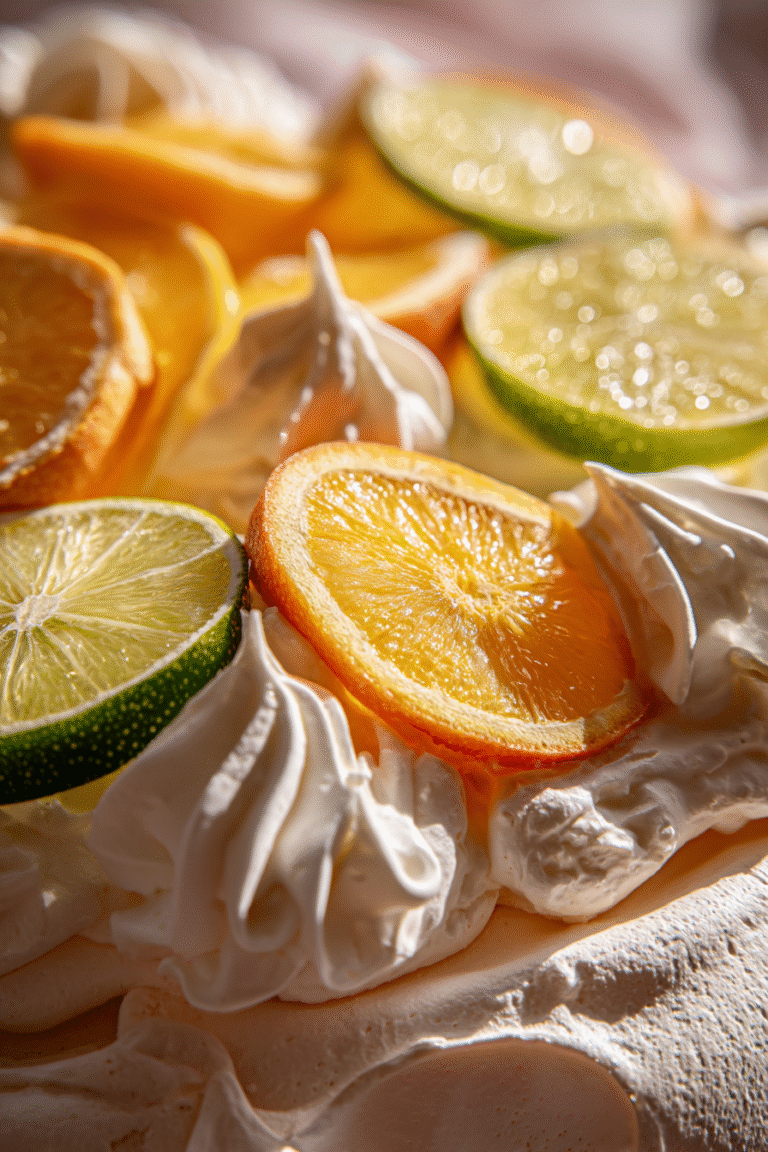 fruity citrus pavlova