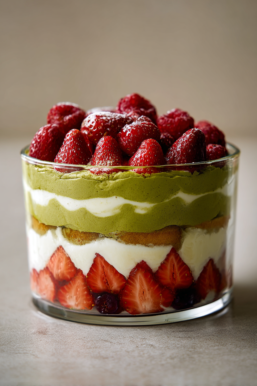 matcha berry trifle