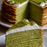 pistachio mille crepe cake