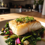 Heart-Healthy Steamed Halibut with Spring Greens