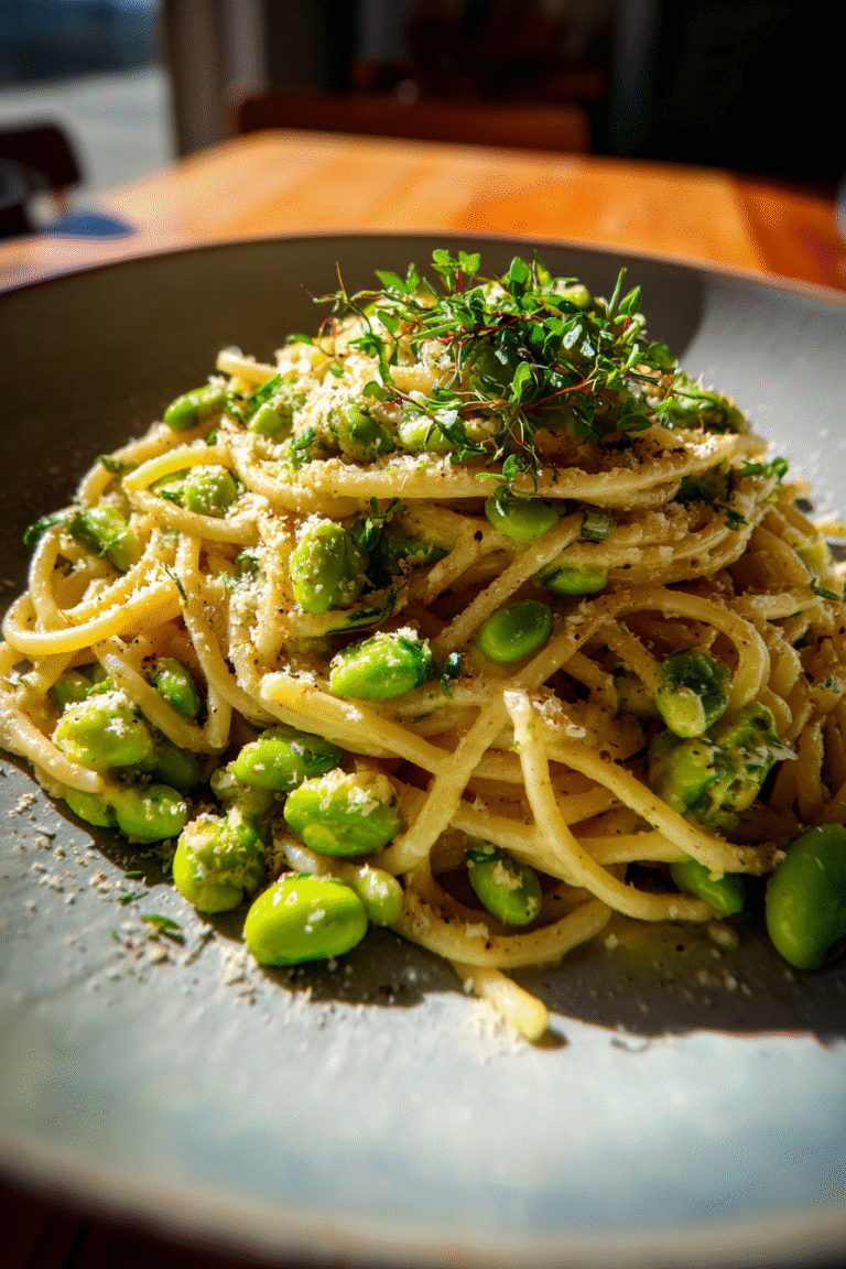 High-Fiber Fava Bean and Pecorino Pasta