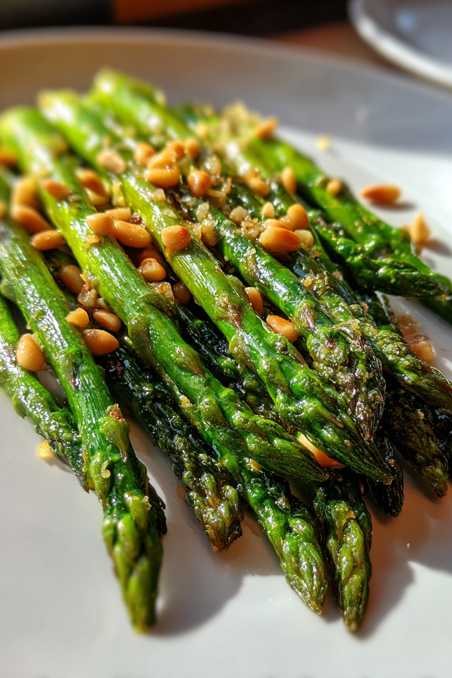 Low-Sodium Roasted Asparagus and Pine Nuts