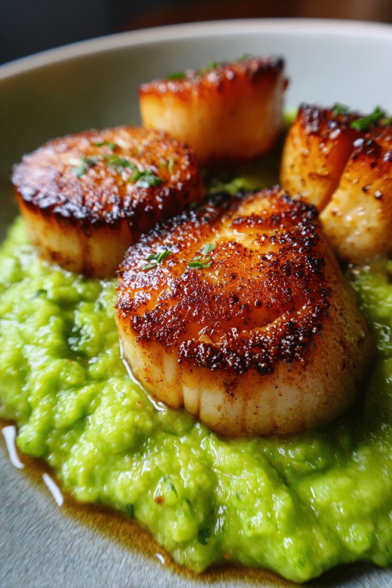 Sustainable Scallops with Minted Pea Puree