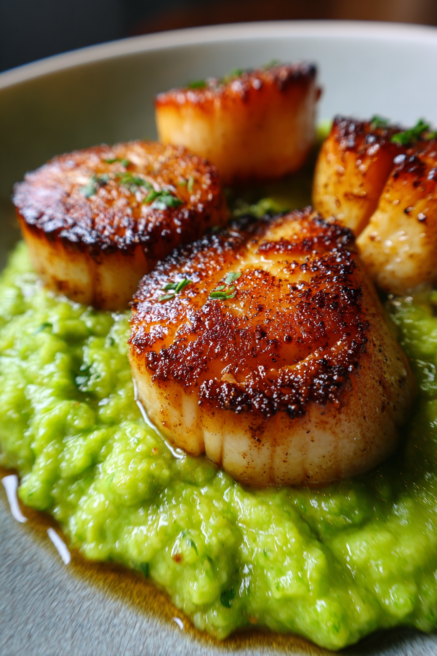 Sustainable Scallops with Minted Pea Puree
