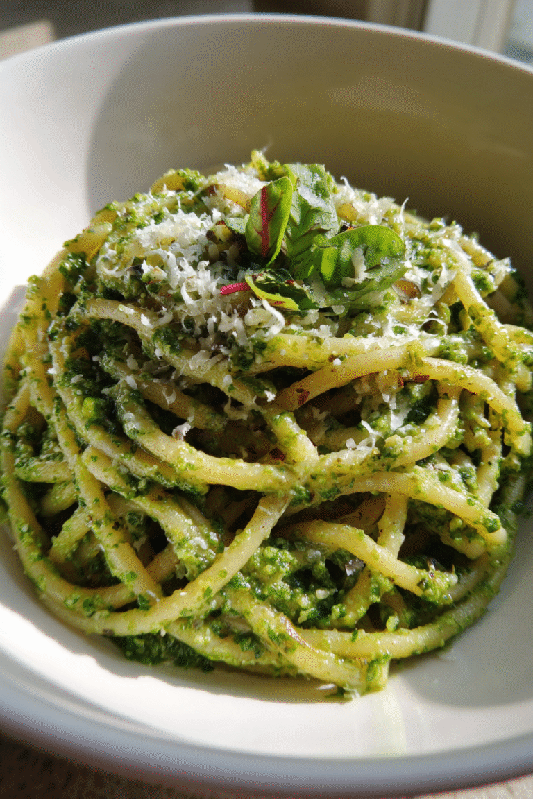 Zero-Waste Radish Top Pesto Pasta