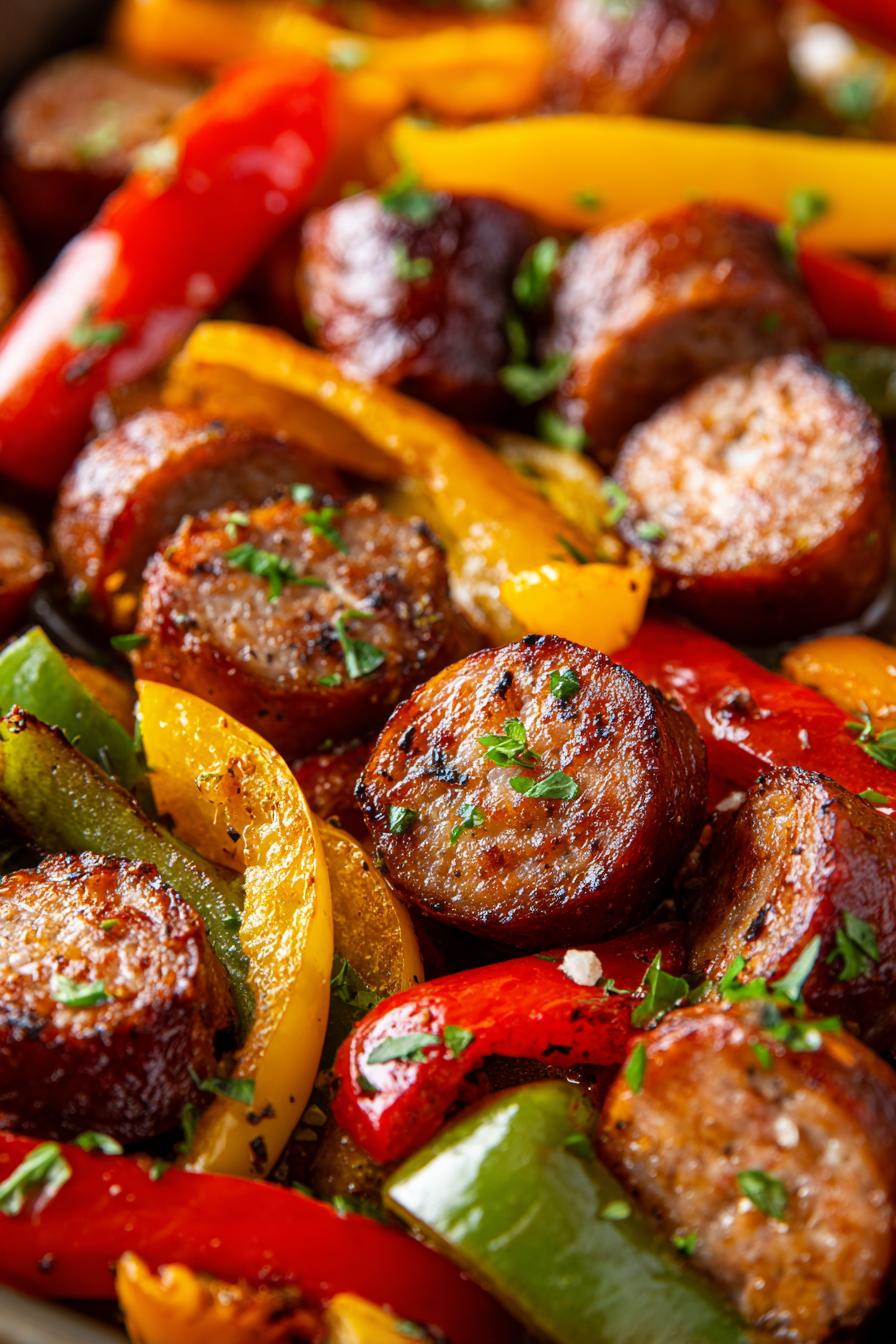 keto sheet pan sausage and peppers