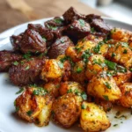 Garlic Butter Steak Bites and Potatoes