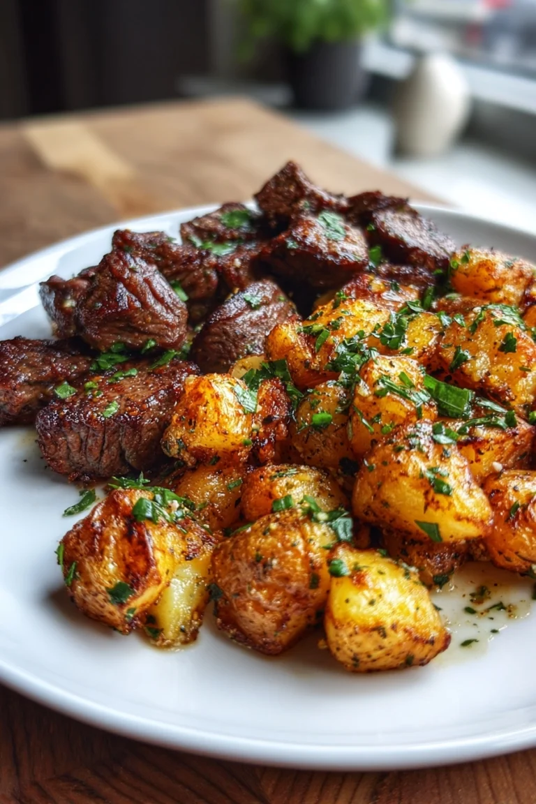 Garlic Butter Steak Bites and Potatoes